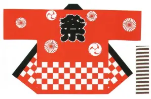 祭袢天 市松(赤) 中